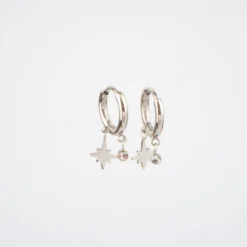 Boucles D'oreilles Mini Créoles Boussole Acier - Zag Bijoux