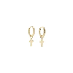 Boucles D'oreilles Mini Créoles Croix Acier Jaune - Zag Bijoux