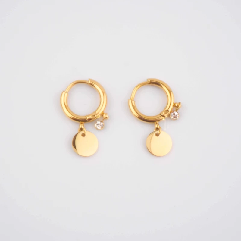 Boucles D'oreilles Mini Créoles Pastilles Acier Or - Zag Bijoux 3 Boucles D'oreilles Mini Créoles Pastilles Acier Or - Zag Bijoux