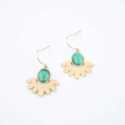 Boucles D'oreilles Palm En Malachite - Zag Bijoux