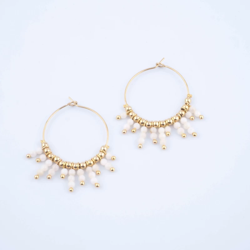 Boucles D'oreilles Paon En Agate Blanche - Zag Bijoux 3 Boucles D'oreilles Paon En Agate Blanche - Zag Bijoux