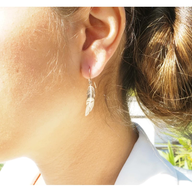 Boucles D'oreilles Plume En Acier Jaune - Zag Bijoux 4 Boucles D'oreilles Plume En Acier Jaune - Zag Bijoux – Image 2