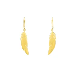 Boucles D'oreilles Plume En Acier Jaune - Zag Bijoux