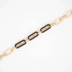 Bracelet 3 Mailles Noires Acier Or - Zag Bijoux