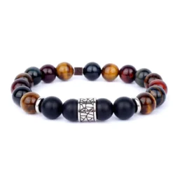 Bracelet Agate Noire Et Trois Yeux 10mm - Ikoba