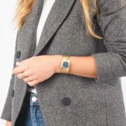 Bracelet Bata Bleu Acier Or - Zag Bijoux -Bijoux Fantaisie bracelet bata bleu acier or zag bijoux 1