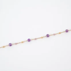 Bracelet Chaîne Doré à L'or Fin Améthyste - Zag Bijoux -Bijoux Fantaisie bracelet chaine dore a l or fin amethyste zag bijoux 1