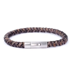 Bracelet Cuir Marron Et Fermoir Mat - Ikoba