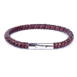 Bracelet Cuir Marron Et Fermoir Brillant - Ikoba