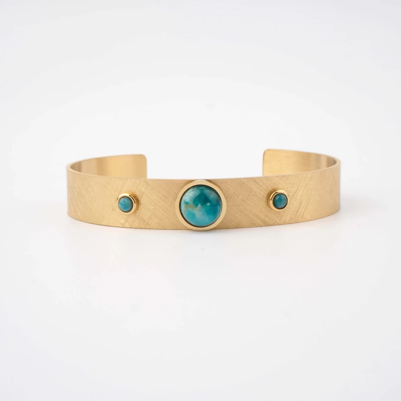 Bracelet Jonc Billy Apatite En Acier Jaune - Zag Bijoux 3 Bracelet Jonc Billy Apatite En Acier Jaune - Zag Bijoux