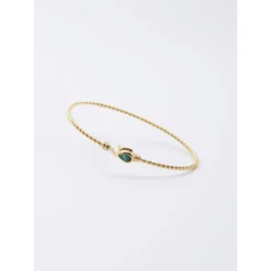 Bracelet Jonc Goutte Malachite En Acier Doré - Zag Bijoux