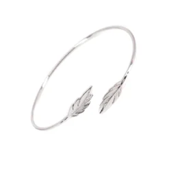 Bracelet Jonc Plumes Duo En Argent - Pomme Cannelle