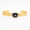 Bracelet Jonc Tresse Lapis Lazuli Acier Jaune - Zag Bijoux -Bijoux Fantaisie bracelet jonc tresse lapis lazuli acier jaune zag bijoux