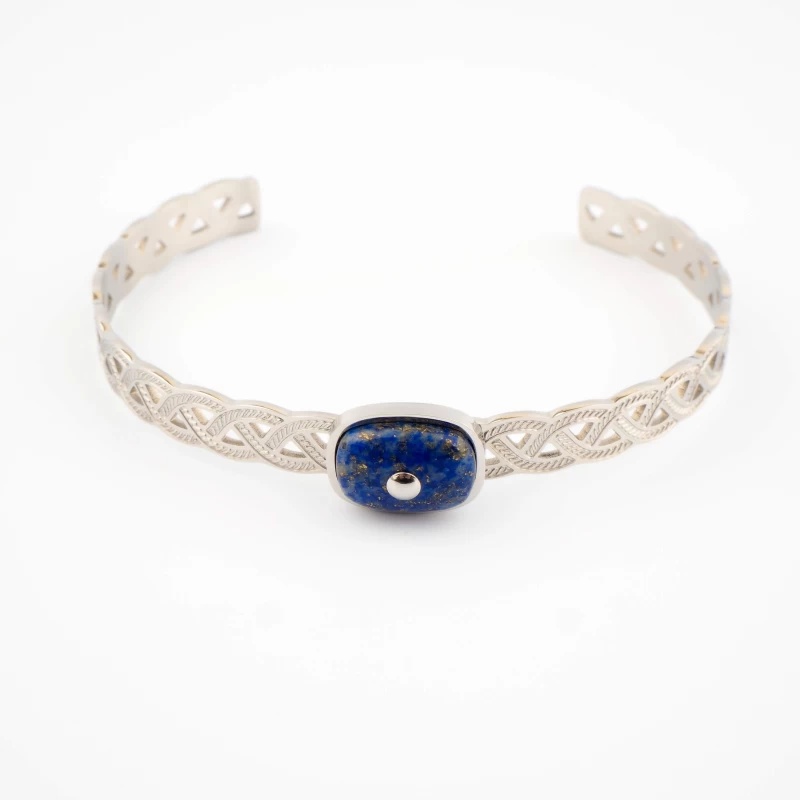 Bracelet Jonc Tresse Lapis Lazuli Acier - Zag Bijoux 4 Bracelet Jonc Tresse Lapis Lazuli Acier - Zag Bijoux – Image 2