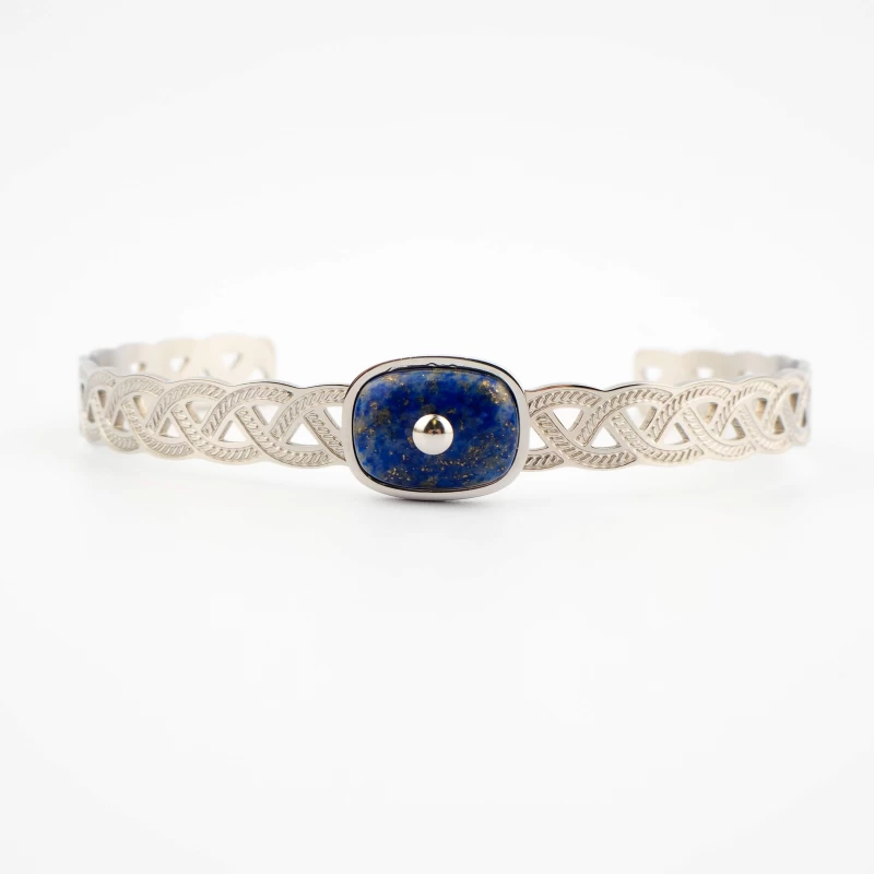 Bracelet Jonc Tresse Lapis Lazuli Acier - Zag Bijoux 3 Bracelet Jonc Tresse Lapis Lazuli Acier - Zag Bijoux