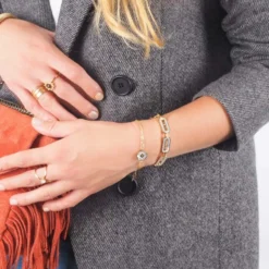 Bracelet Mailles 3 Nacres Acier Or - Zag Bijoux 6 Bracelet Mailles 3 Nacres Acier Or - Zag Bijoux -Bijoux Fantaisie bracelet mailles 3 nacres acier or zag bijoux 1