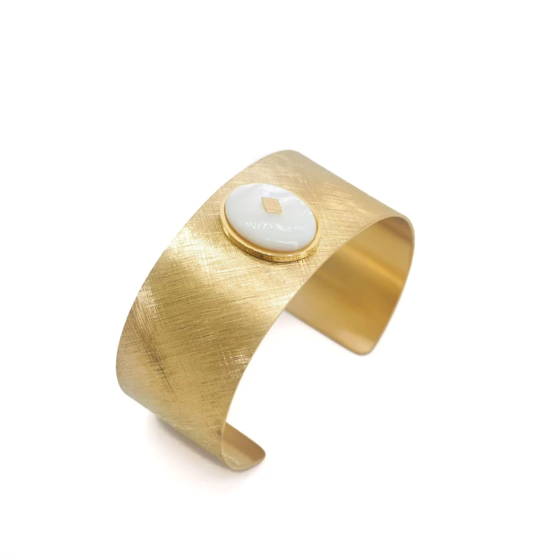Bracelet Manchette Gloria En Acier Et Nacre - Zag Bijoux 4 Bracelet Manchette Gloria En Acier Et Nacre - Zag Bijoux – Image 2