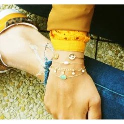 Bracelet Médaille Aventurine Or - Pomme Cannelle -Bijoux Fantaisie bracelet medaille aventurine or pomme cannelle 1