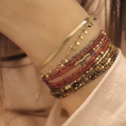 Bracelet Multi-rangs Cornaline En Acier - Zag Bijoux -Bijoux Fantaisie bracelet multi rangs cornaline en acier zag bijoux 1