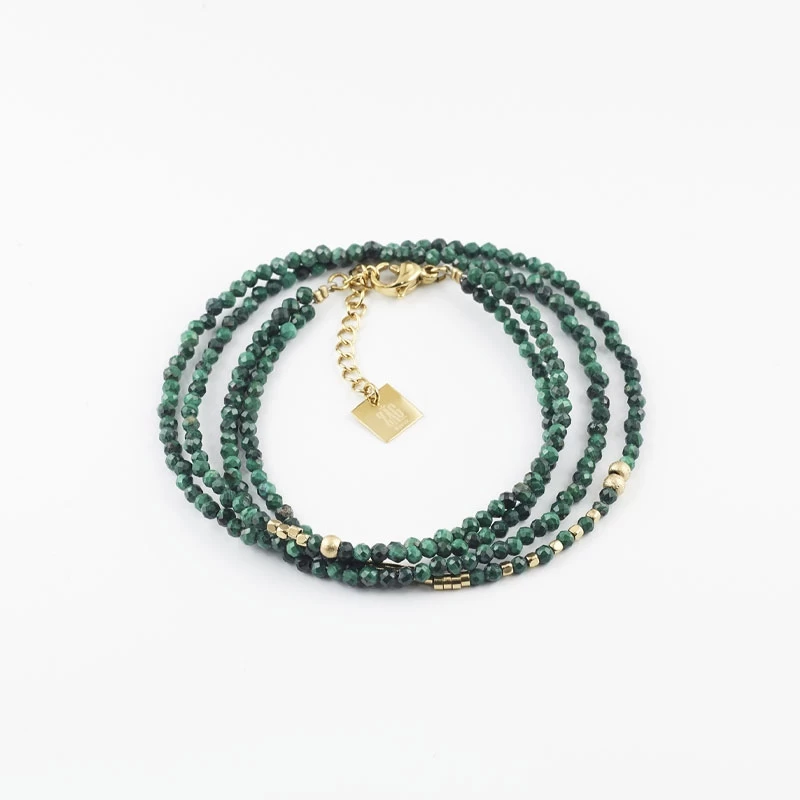 Bracelet Multi-rangs Malachite En Acier - Zag Bijoux 3 Bracelet Multi-rangs Malachite En Acier - Zag Bijoux