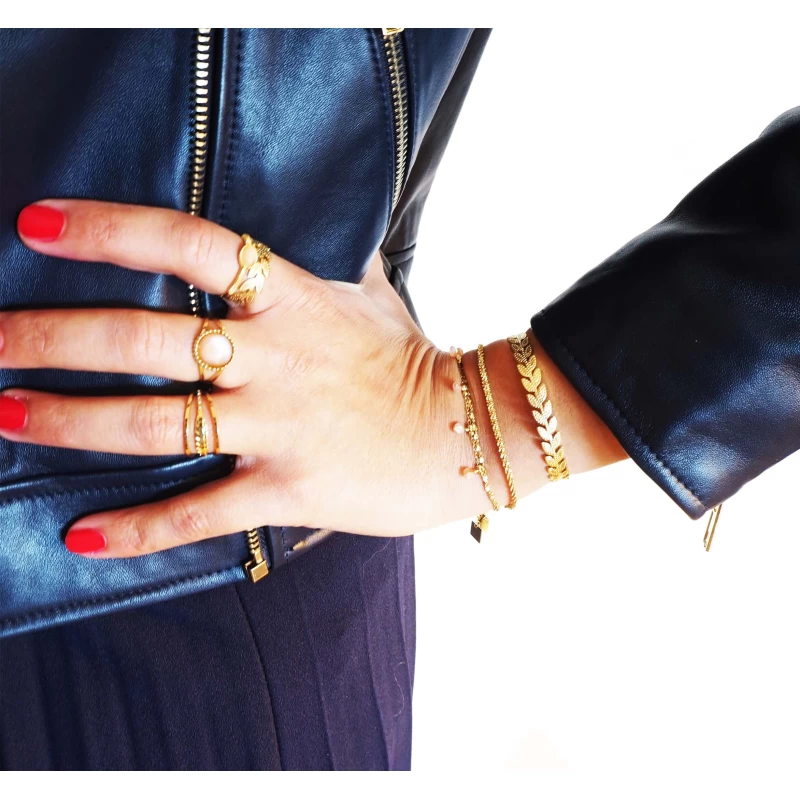 Bracelet Perle Amazonite En Acier Jaune - Zag Bijoux 4 Bracelet Perle Amazonite En Acier Jaune - Zag Bijoux – Image 2