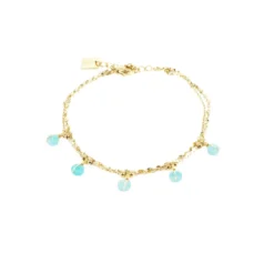 Bracelet Perle Amazonite En Acier Jaune - Zag Bijoux