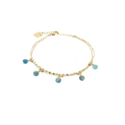 Bracelet Perle Apatite En Acier Jaune - Zag Bijoux