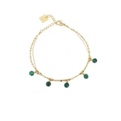 Bracelet Perle Malachite En Acier Jaune - Zag Bijoux