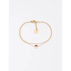 Bracelet Petal Rouge En Acier Doré - Zag Bijoux