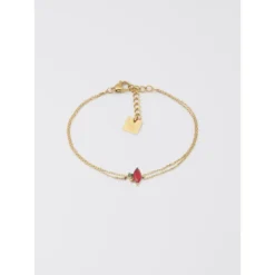 Bracelet Princess Rouge En Acier Doré - Zag Bijoux