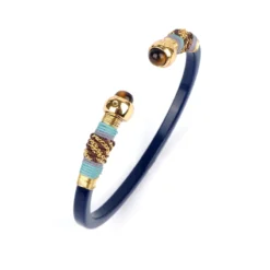 Bracelet Sari Bis Acétate Bleu Or - Gas Bijoux -Bijoux Fantaisie bracelet sari bis acetate bleu or gas bijoux 2