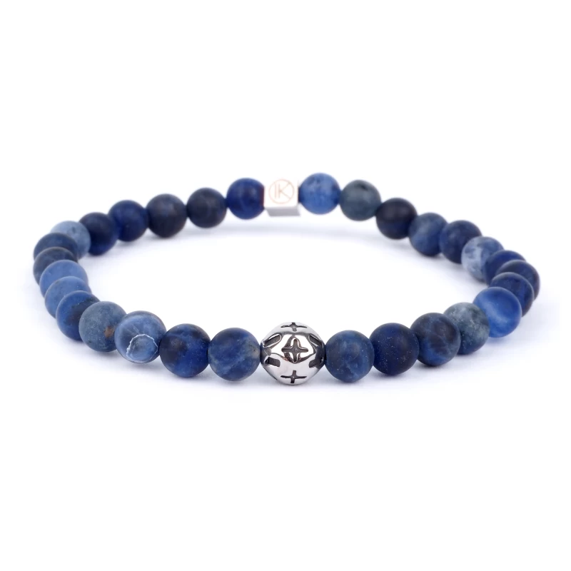 Bracelet Sodalite Dépolie Motif Croix 6mm - Ikoba 3 Bracelet Sodalite Dépolie Motif Croix 6mm - Ikoba