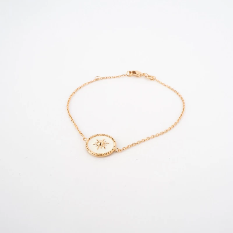 Bracelet Soleil émaillé Blanc Plaqué Or - Pomme Cannelle 4 Bracelet Soleil émaillé Blanc Plaqué Or - Pomme Cannelle – Image 2