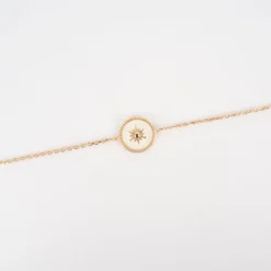 Bracelet Soleil émaillé Blanc Plaqué Or - Pomme Cannelle