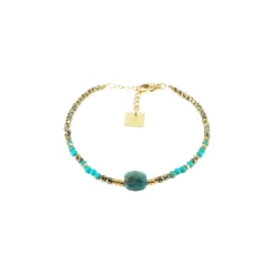 Bracelet Stone Carré Apatite En Acier Or Jaune - Zag Bijoux