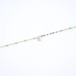 Chaîne De Cheville Poppy Turquoise En Acier Doré - Zag Bijoux