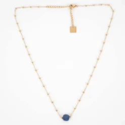 Collier Anty Bleu Acier Or - Zag Bijoux -Bijoux Fantaisie collier anty bleu acier or zag bijoux 1