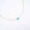 Collier Anty Turquoise Acier Or - Zag Bijoux
