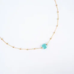 Collier Anty Turquoise Acier Or - Zag Bijoux