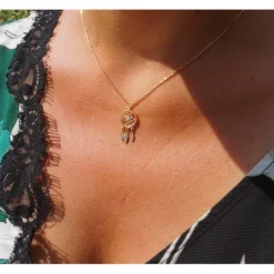 Collier Attrape Rêve Turquoise Plaqué Or - Pomme Cannelle -Bijoux Fantaisie collier attrape reve turquoise plaque or pomme cannelle 1