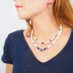 Collier Bora Bleu En Acier Or Jaune - Zag Bijoux -Bijoux Fantaisie collier bora bleu en acier or jaune zag bijoux 1