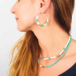 Collier Bora Turquoise En Acier Or Jaune - Zag Bijoux -Bijoux Fantaisie collier bora turquoise en acier or jaune zag bijoux 1