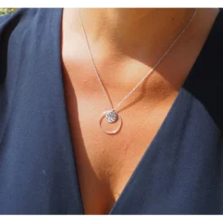 Bijoux Fantaisie -Bijoux Fantaisie collier cercle pastille martelee or pomme cannelle 1