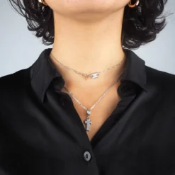 Collier Croix Strass En Acier - Zag Bijoux -Bijoux Fantaisie collier croix strass en acier dore zag bijoux 1