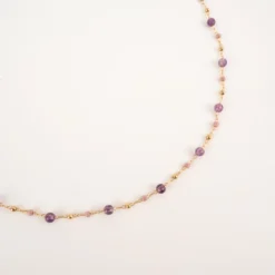 Collier Doré Orné De Pierres Naturelles Améthyste - Zag Bijoux -Bijoux Fantaisie collier dore orne de pierres naturelles amethyste zag bijoux 1