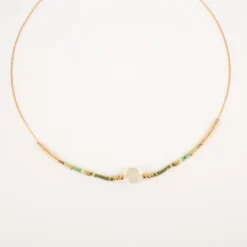 Collier Doré Pierres Fines Vertes - Zag Bijoux -Bijoux Fantaisie collier dore pierres fines vertes zag bijoux 1