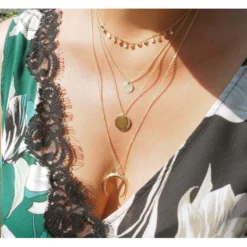 Collier Double Chaînes Pastilles Or - Pomme Cannelle -Bijoux Fantaisie collier double chaines pastilles or pomme cannelle 1