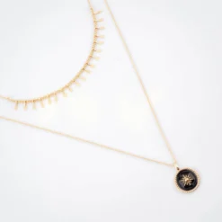 Collier Double épis Black Plaqué Or - Pomme Cannelle