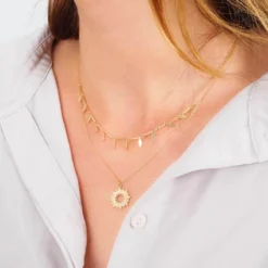 Collier Double Rangs Episun Or - Pomme Cannelle -Bijoux Fantaisie collier double rangs episun or pomme cannelle 1