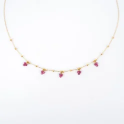 Collier Grappes Rubis Indien En Acier Or Jaune - Zag Bijoux -Bijoux Fantaisie collier grappes rubis indien en acier or jaune zag bijoux 2